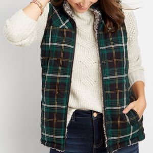 Reversible Plaid Sherpa Vest